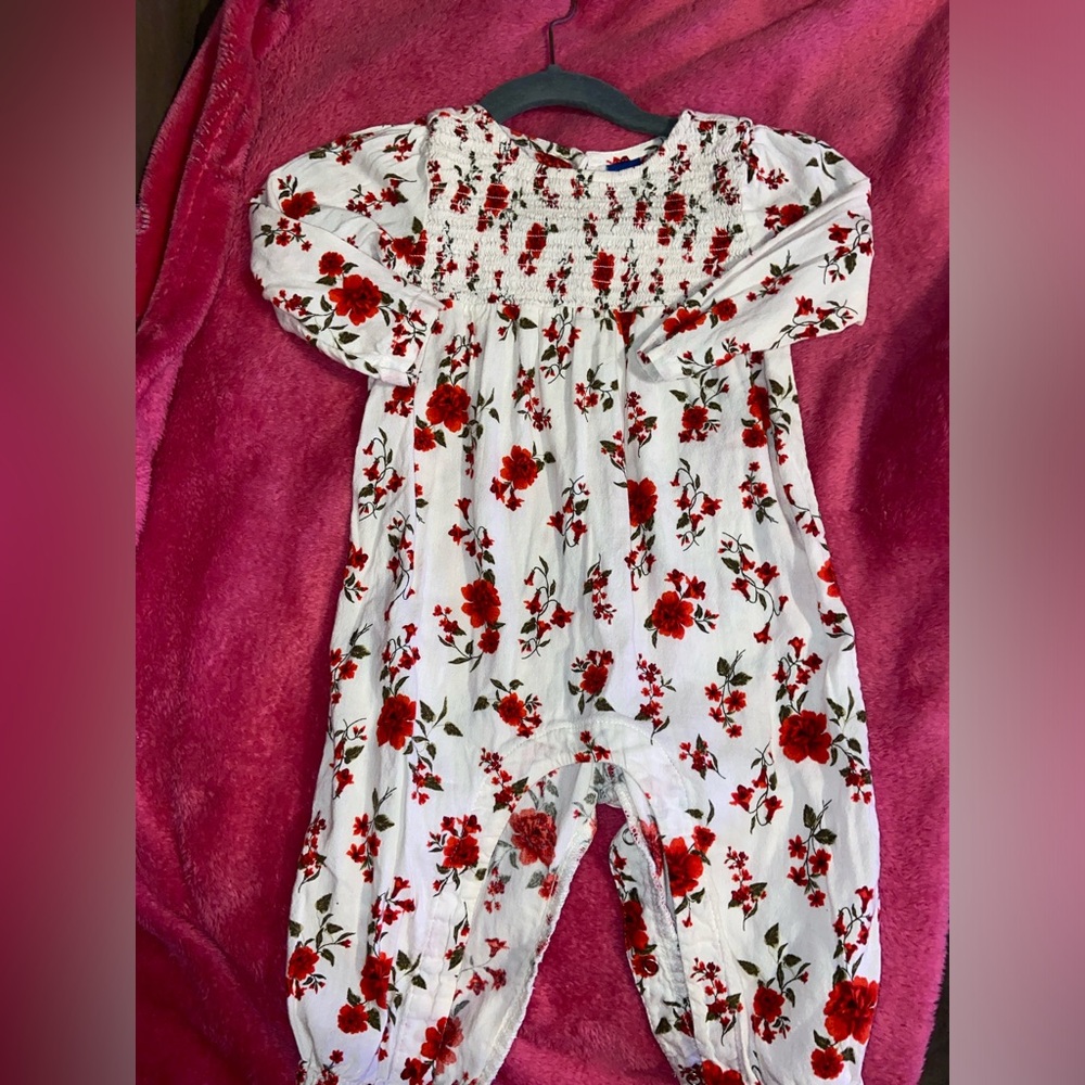 Old Navy Red Floral Baby Outfit
